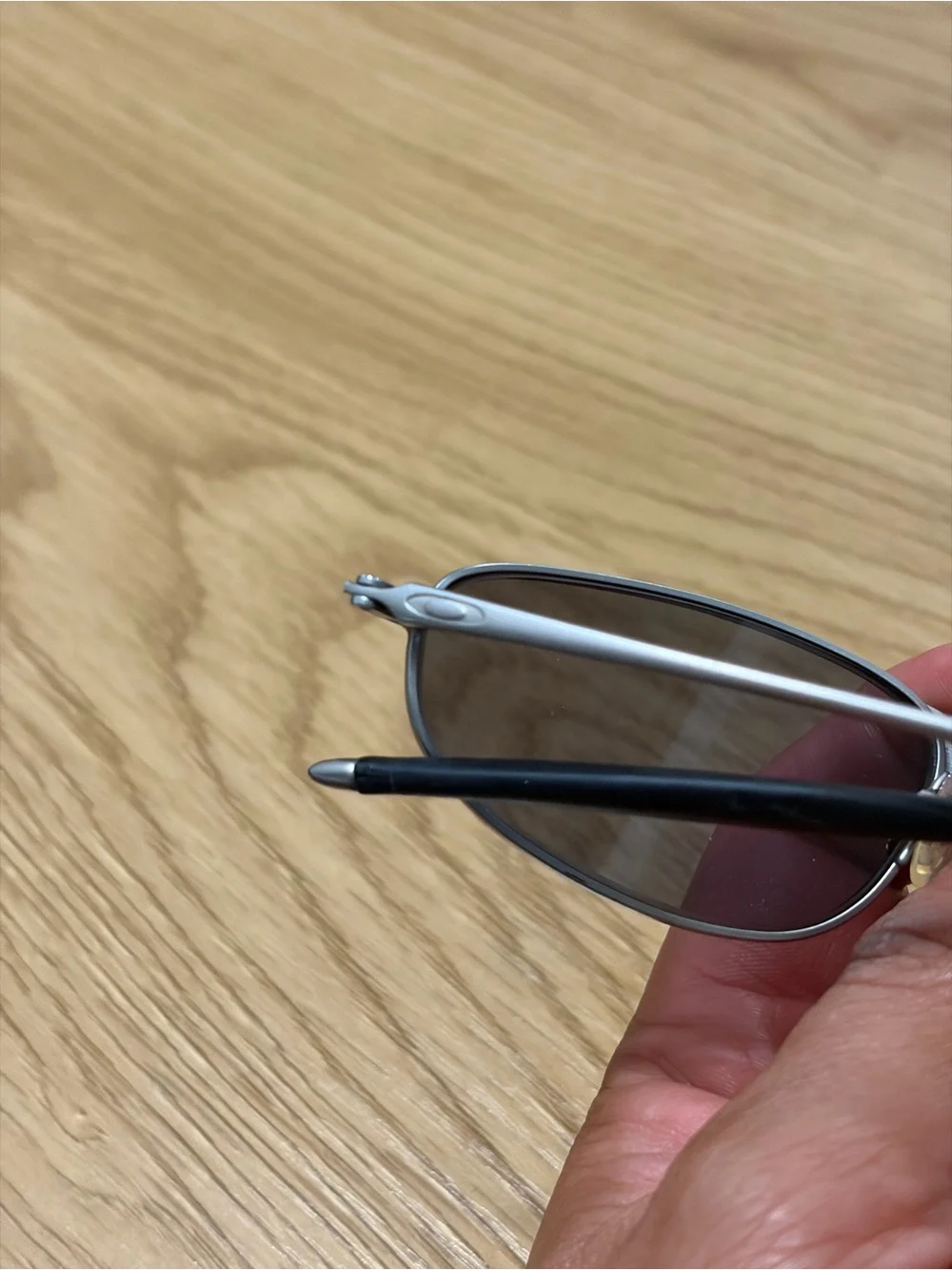 Oakley A Wire Silver Frame Sunglasses with Dark Gray Lenses